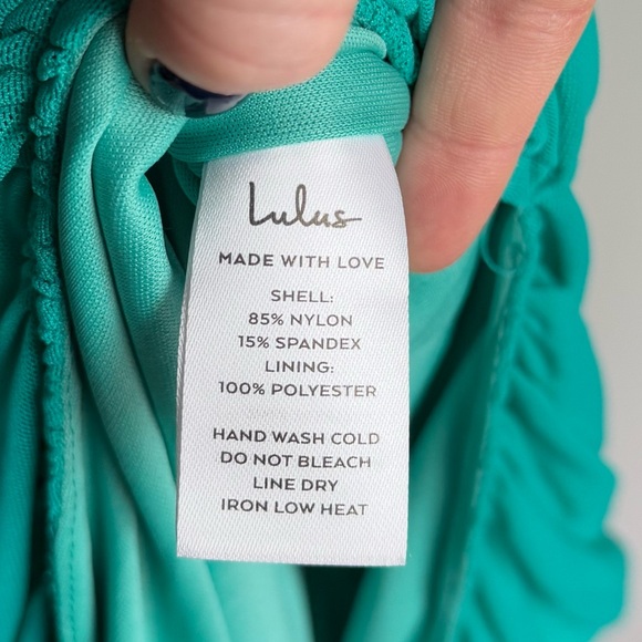 Women’s Lulus Teal Sleeveless Ruched Bodycon Mermaid Midi Dress Size Small NWT - Picture 11 of 14